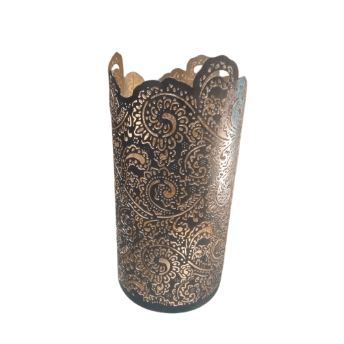 IRON CANDLE VOTIVE (BLACK & GOLD)